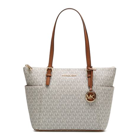 Michael Kors Vanilla/Acorn Ladies Jet Set East West Logo Tote.